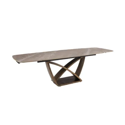 Brown Marble Effect Large Extending Dining Table 180 260cm