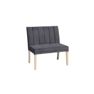 Grey Velvet Fabric Short Living Room Bench Oak Legs