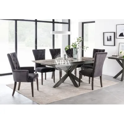 Grey Ceramic Top Large Extending Dining Table