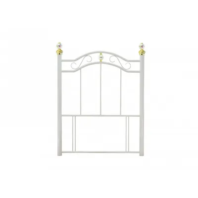 Metal Headboard in White Gloss with Gold Knobs 3ft Single