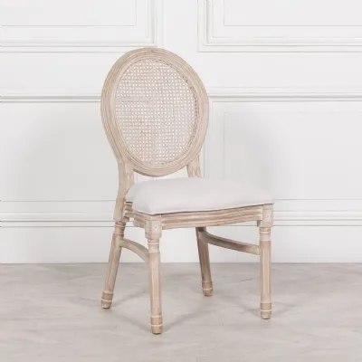 Light Wooden Louis Upholstered Dining Chair