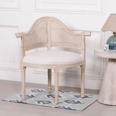 Wooden Louis Upholstered Corner Chair