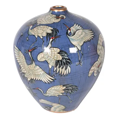 Storks Hand Painted Ceramic Vase
