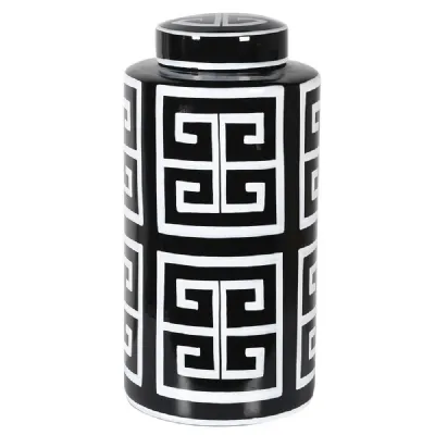 Large Aztec Print Lidded Jar