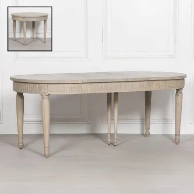 Rustic White Washed Wooden Small Extending Dining Table