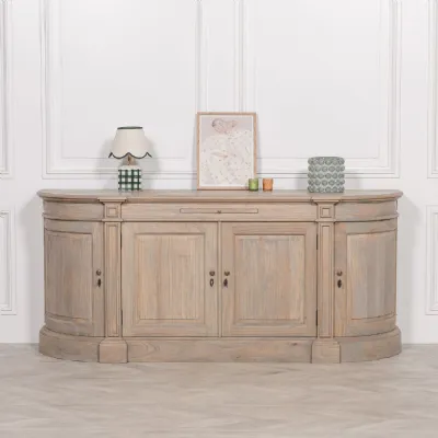 Rustic White Washed Wooden Large 4 Door Sideboard