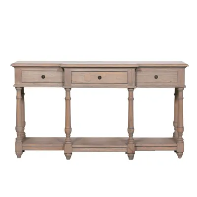Rustic Wood Breakfront Console