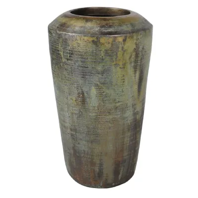 Tall Patina Brass Planter