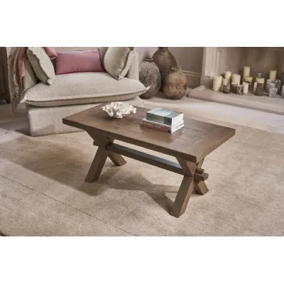 Rustic Natural Finish Solid Pine Rectangular Coffee Table