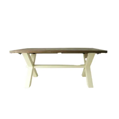 White Solid Pine Two Tone 6 Seater Dining Table with Matt Lacquer Finish