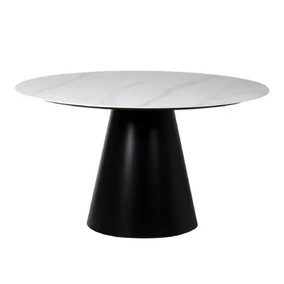 White Marble Effect Top Round Dining Table