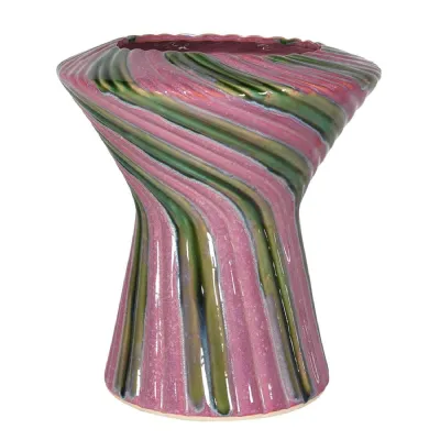 Hand Painted Pink and Green Vase