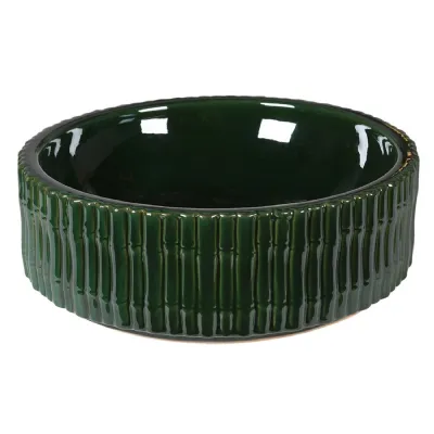 Green Bamboo Effect Ceramic Bowl