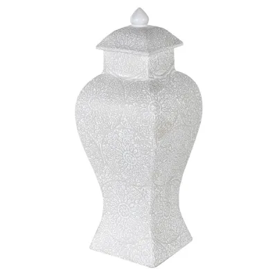 Small White Lidded Temple Jar
