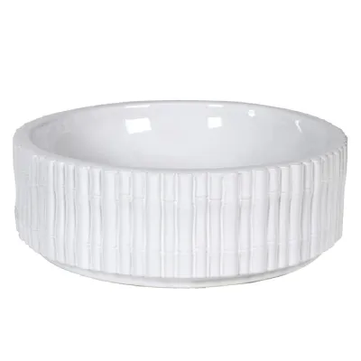 White Bamboo Effect Ceramic Bowl