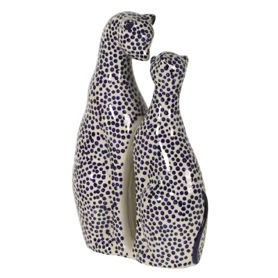 Large Blue Spotted Kissing Cats
