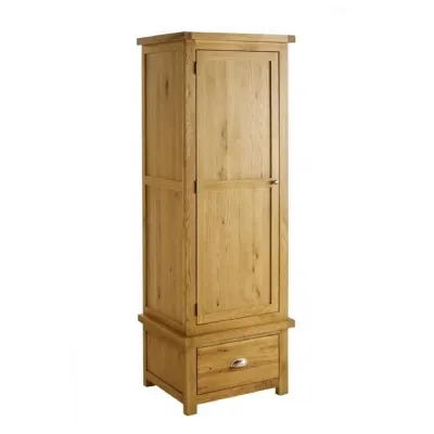 Solid Oak 1 Door 1 Drawer Wardrobe
