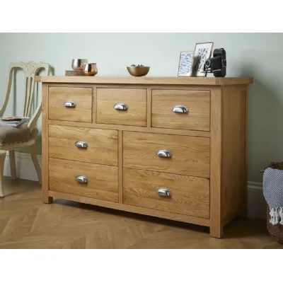 Solid Oak 3 over 4 Drawer Chest