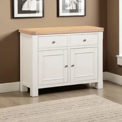 Modern White Painted Oak Top Medium 2 Door 2 Drawer Sideboard