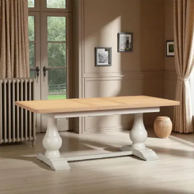 Classic White Painted and Solid Oak 1.6m to 2m Extending Dining Table