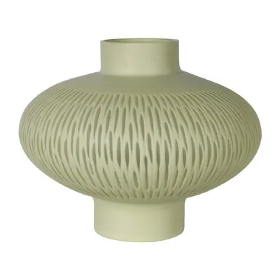 Squat Eau De Nil Cut Glass Vase