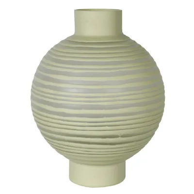Tall Ribbed Eau De Nil Cut Glass Vase