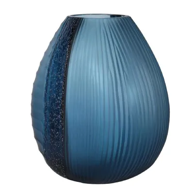 Blue Glitter Curved Vase