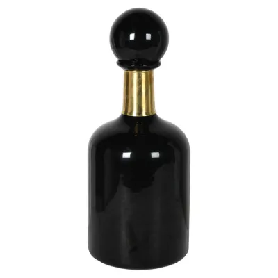 Gold Collar Black Bottle with Ball Top