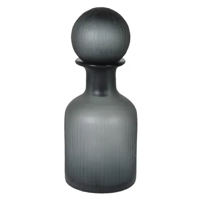 Small Grey Ribbed Bottle with Ball Topper