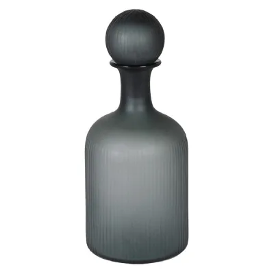 Large Grey Ribbed Bottle with Ball Topper