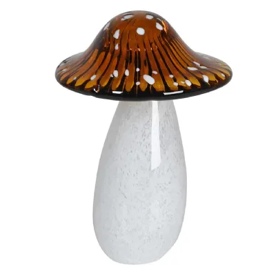 Tall Amber and White Glass Mushroom