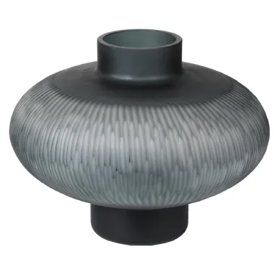 Grey Cut Glass Squat Vase