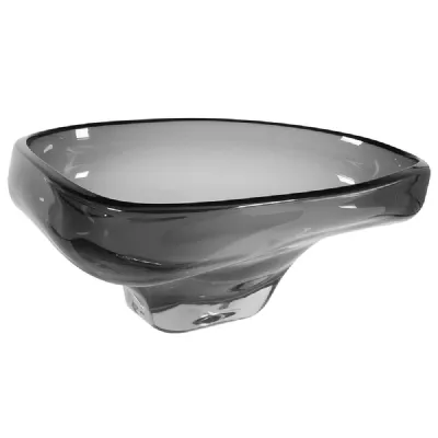 Handblown Smoked Glass Triangle Bowl