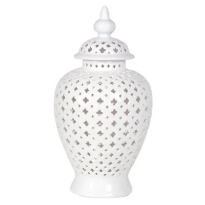 Large White Pierced Jar