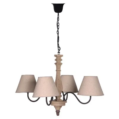 Cream Linen 4 Arm Chandelier With Shades