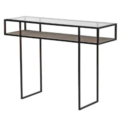 Glass Top Console With Rattan