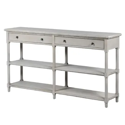 Grey 2 Drawer Console Table with Shelf