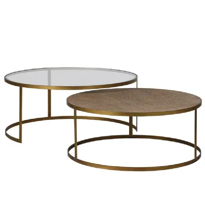 Nest Of Gold And Rattan Round Table