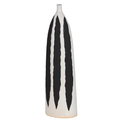 Black and White Striped Bud Vase