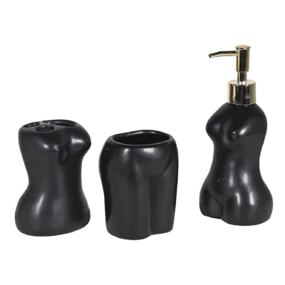 Set of 3 Black Body Bathroom Accessories