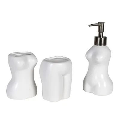 Set of 3 White Body Bathroom Accessories