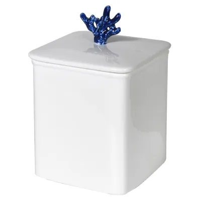 White Blue Coral Lidded Jar