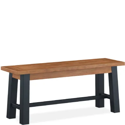 Industrial Style Solid Acacia Wood Dining Bench with Black Metal Frame