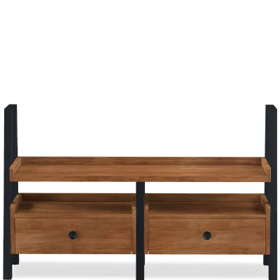 Industrial Acacia Wood 2 Drawer TV Media Unit with Black Metal Frame