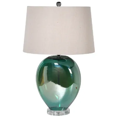 Hand Bln Grn Metallic Lamp