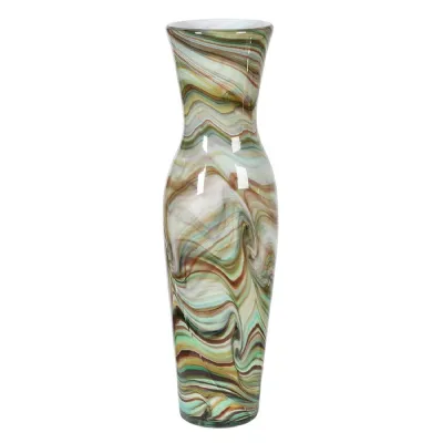 Yellow and Green Swirl Glass Vase
