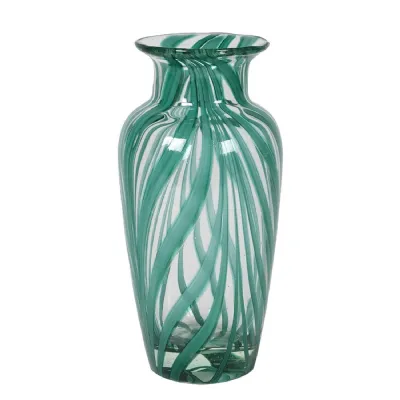 Green Swirl Glass Vase