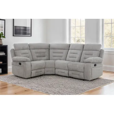 Grey Fabric Corner Manual Recliner Sofa Group