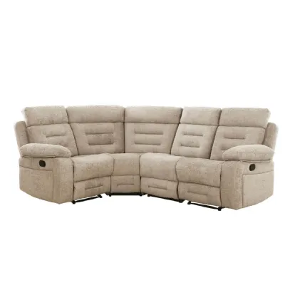 Latte Textured Fabric Electric Recliner Corner Group Sofa