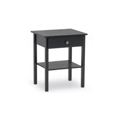 Grey Wooden 1 Drawer Bedside Table with Middle Shelf
